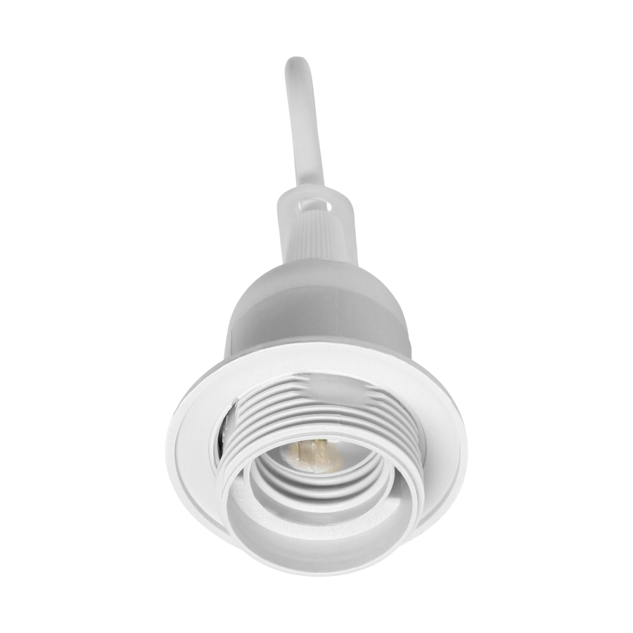 Cord-grip lampholder E27 with flange, white